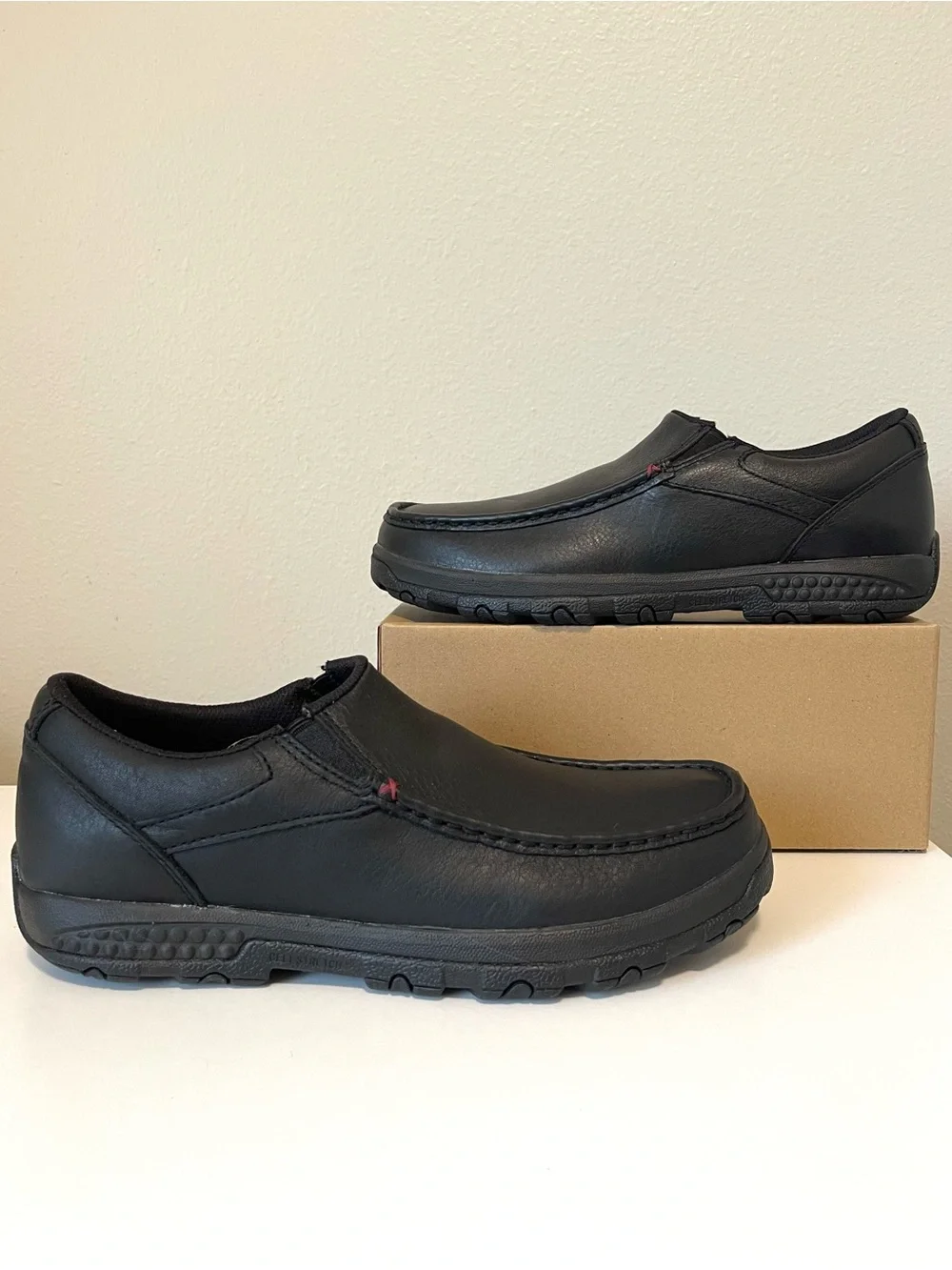 NWT Twisted X Slip On Driving Mocs - Antique Black Leather Upper - Size 8.5M
